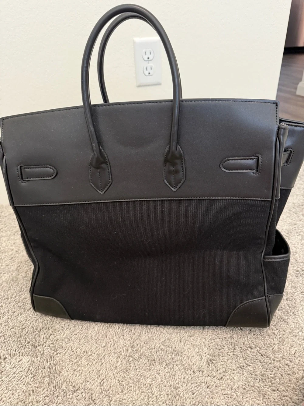 INSPIRED … Black Canvas & Leather Top-Handle Tote